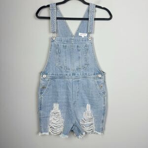 DANCE & MARVEL | NEW Distressed Denim Jean Overalls Shortalls Women’s Size 8